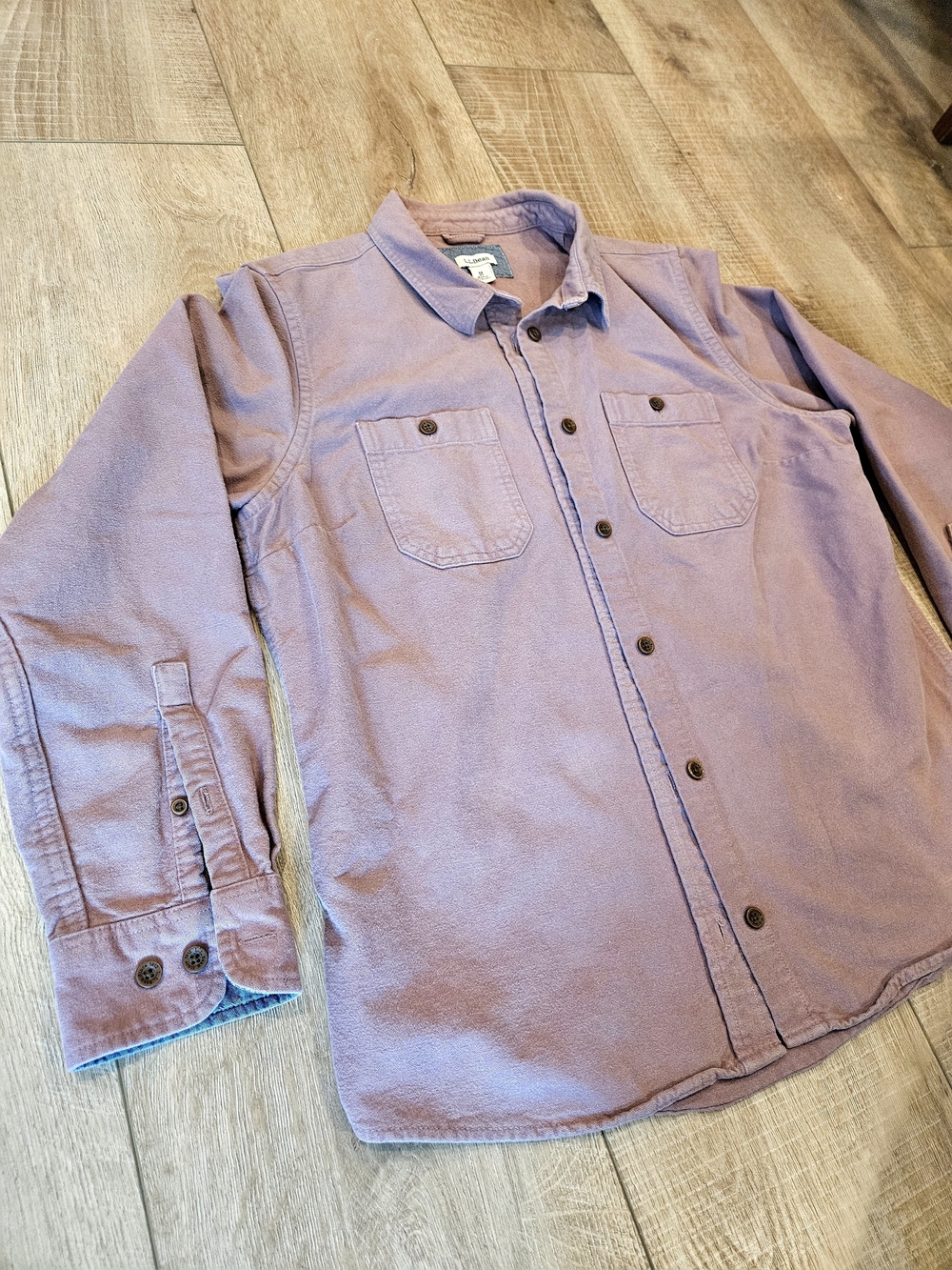 L.L.Bean Women’s Medium Chamois Cloth Button Front Shirt Dusty Rose Mauve M